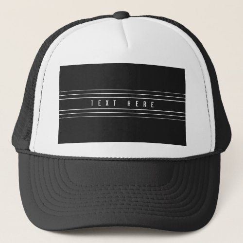 Editable Name  Geometric Stripes  Black  White Trucker Hat