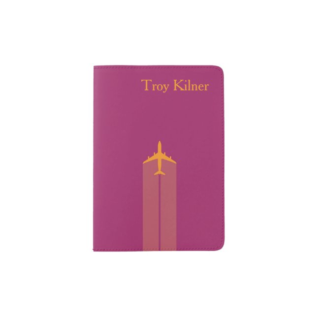 Editable Name Initials Airplane Passport Holder (Front)