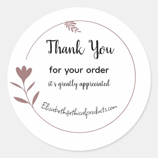 Editable name & message simple flower circle  classic round sticker (Front)