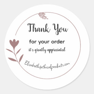 Editable name & message simple flower circle classic round sticker