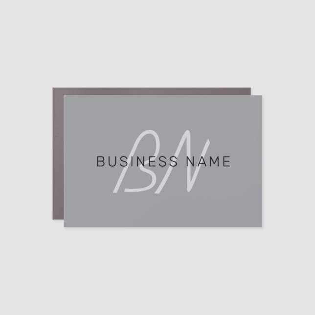 Editable Name or Greeting | Black & Dark Gray Car Magnet (Front)