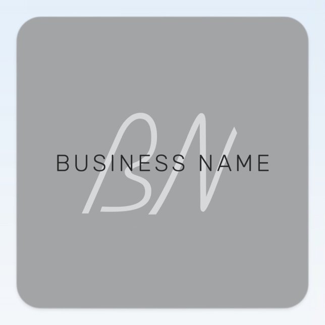 Editable Name or Greeting | Black & Dark Gray Square Sticker (Creator Uploaded)