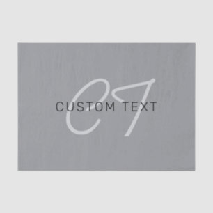 Editable Name or Greeting Black & Dark Gray Tissue Paper