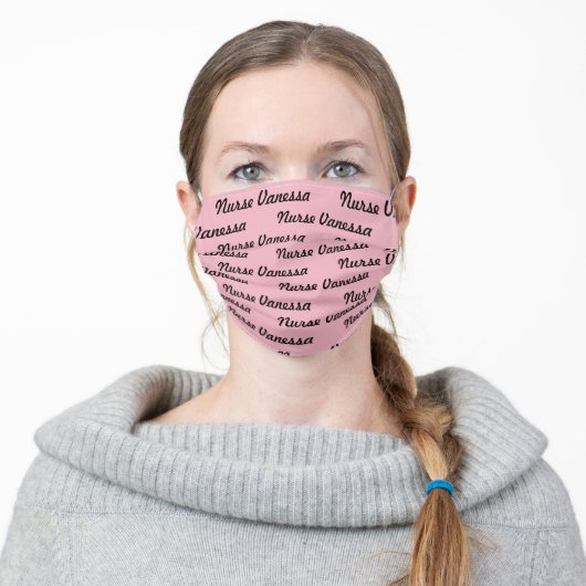 Editable Name Pink Adult Cloth Face Mask (Worn)
