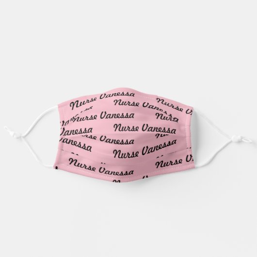 Editable Name Pink Adult Cloth Face Mask (Front, Unfolded)
