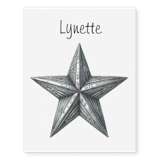 Editable Name Rustic Star Temporary Tattoos