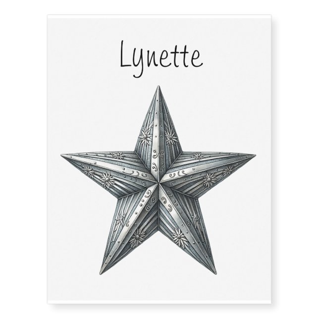 Editable Name Rustic Star Temporary Tattoos (Front)