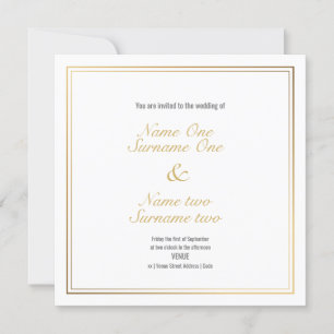 Editable names with gold effect border invitation