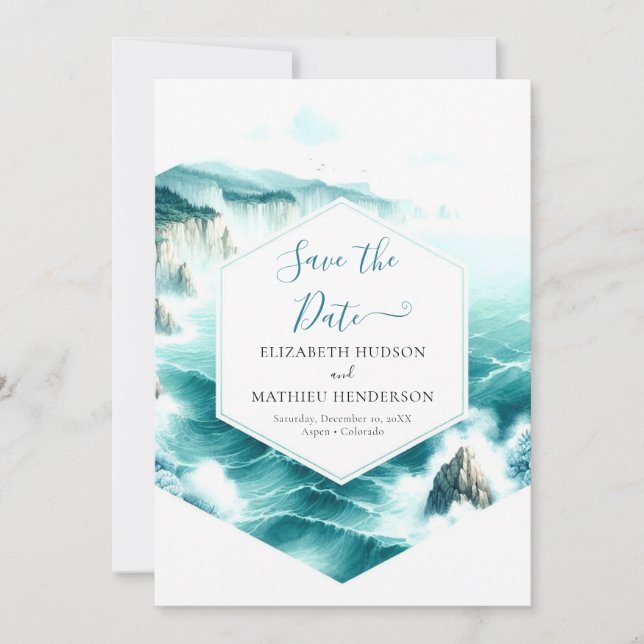 Editable Nature Nautical Wedding  Save The Date (Front)