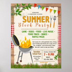 Editable neighborhood block Fundraiser Flyer Poster
