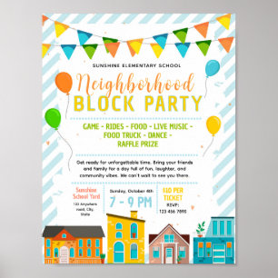 Editable neighborhood block Fundraiser Flyer Poster