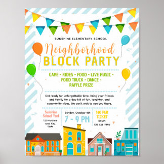 Editable neighborhood block Fundraiser Flyer Poster