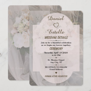 Editable Neutral Boho Wedding Details Card