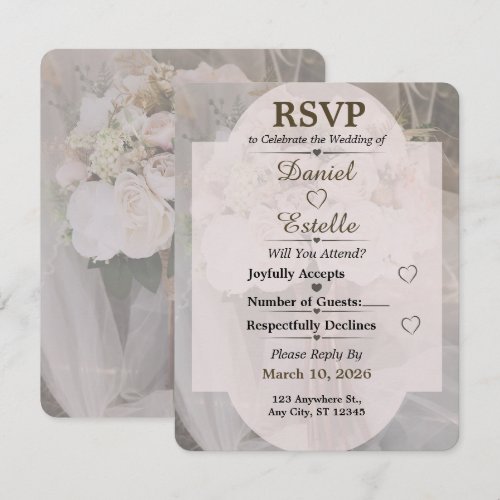 Editable Neutral Boho Wedding RSVP Card