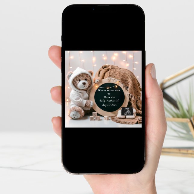 Editable neutral pregnancy announcement card (Front Digital)