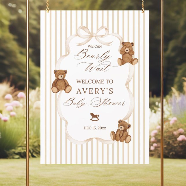 Editable Neutral Teddy Bear Baby Shower SIGN (Creator Uploaded)
