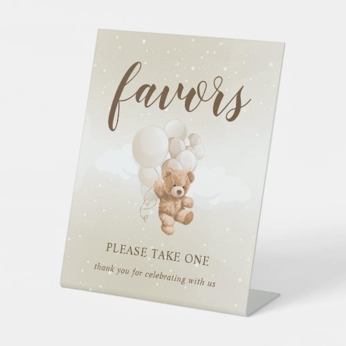 Editable Neutral Teddy Bear Favors Sign 