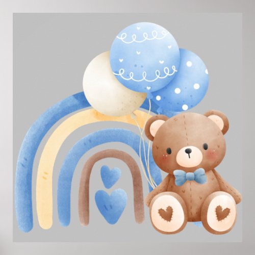 Editable Neutral Teddy Bear Poster