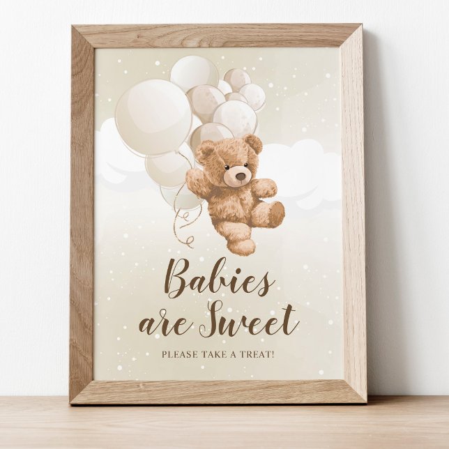Editable Neutral Teddy Bear Treat Table Sign  (Creator Uploaded)