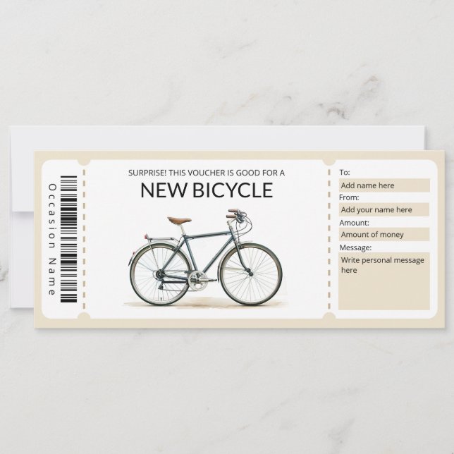 Editable New Bicycle Gift Voucher Invitation (Front)