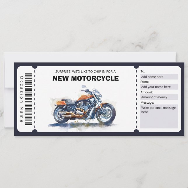 Editable New Motorcycle Gift Voucher Invitation (Front)