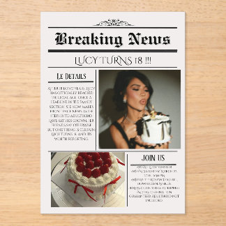 Editable Newspaper Birthday Invitation Template 