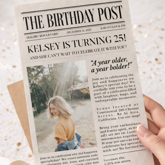 Editable Newspaper Birthday Invitation | Vintage E (Creator Uploaded)
