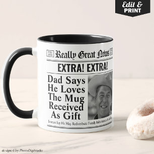 Editable Newspaper Mug for Dad, Fun Dad Gift Idea