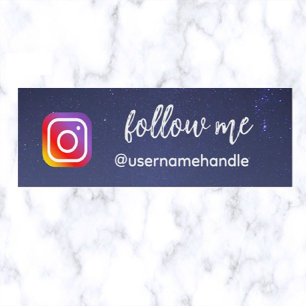 Editable Night Sky Follow Me Social Media QR Code  Mini Business Card