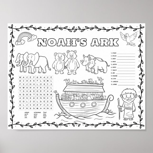 Editable Noah's ark coloring mat  Poster (Front)