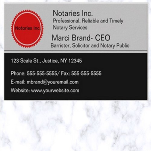 Editable Notaries  Business Card