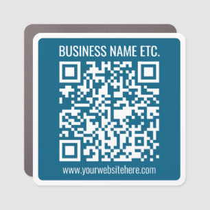 Editable Ocean Blue QR code Car Magnet