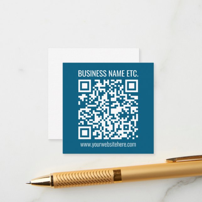 Editable Ocean Blue QR code  Enclosure Card (Front/Back In Situ)