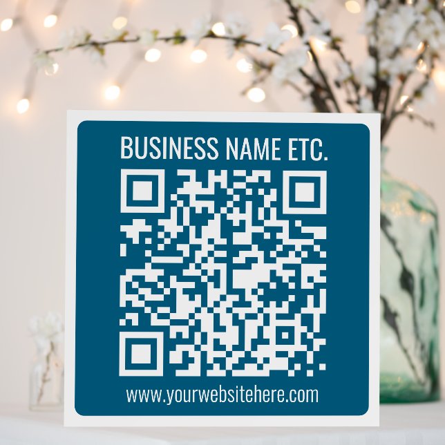 Editable Ocean Blue QR code  Foam Board (In Situ (Wedding))