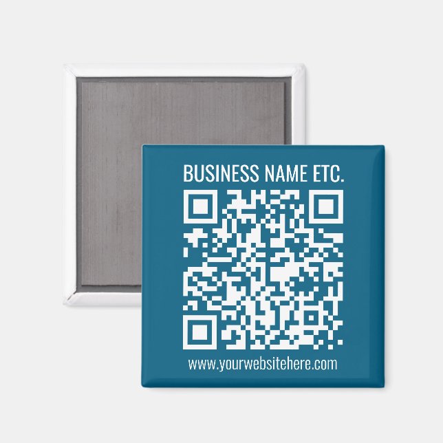 Editable Ocean Blue QR code  Magnet (Front/Back)