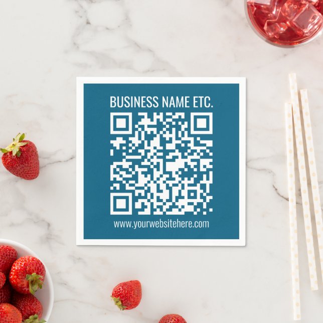 Editable Ocean Blue QR code  Napkins (Insitu)