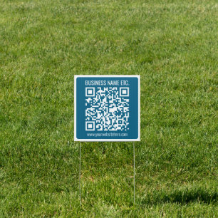 Editable Ocean Blue QR code  Sign