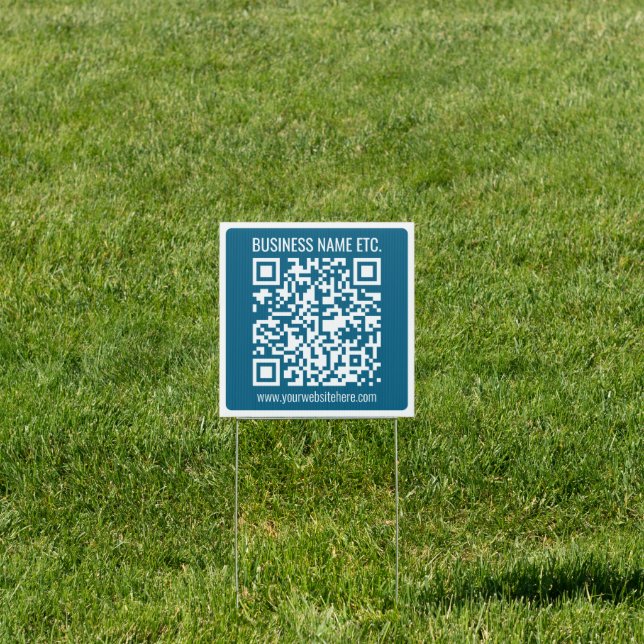 Editable Ocean Blue QR code  Sign (Insitu)