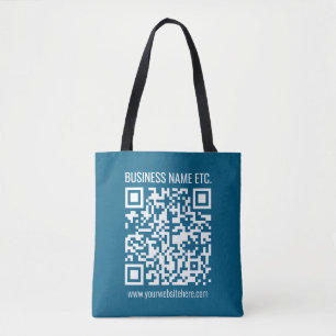 Editable Ocean Blue QR code  Tote Bag