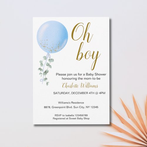 Editable Oh Boy Baby Shower Invitation