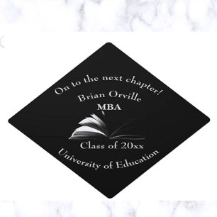 Editable On To The Next Chapter Book Graduation Cap Topper