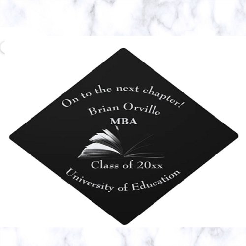 Editable On To The Next Chapter Book  Graduation Cap Topper