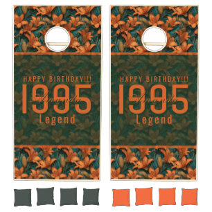 Editable Orange Lilies Charm Daughter’S Birthday Cornhole Set