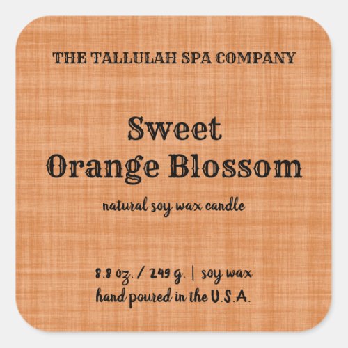 Editable Orange Linen Candle Label