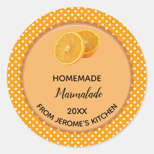 Editable Orange Polka Dot Marmalade Label Stickers