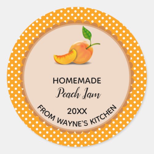 Editable Orange Polka Dot Peach Jam Label Stickers