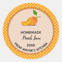 Editable Orange Polka Dot Peach Jam Label Stickers