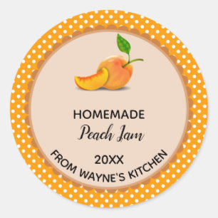 Editable Orange Polka Dot Peach Jam Label Stickers