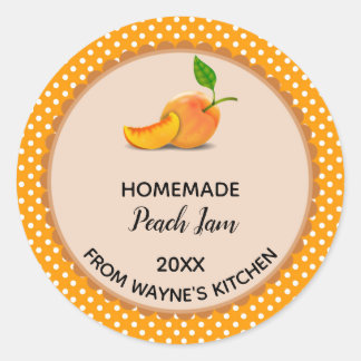 Editable Orange Polka Dot Peach Jam Label Stickers
