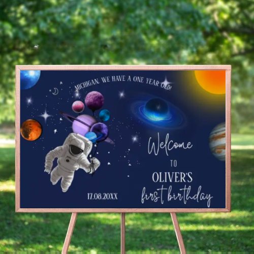 Editable Outer Space 1st Birthday Welcome Sign